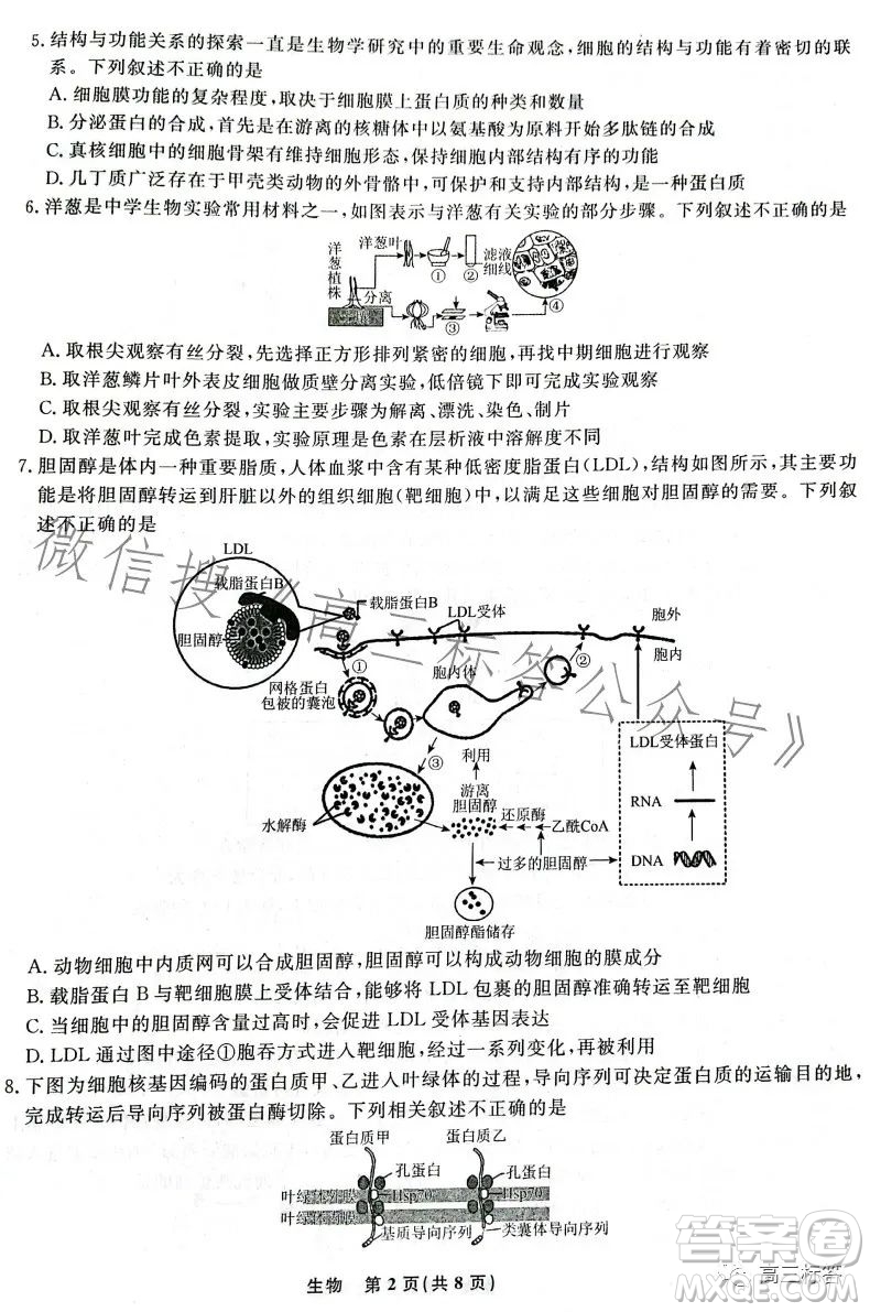 遼寧省名校聯(lián)盟2023年高三9月份聯(lián)合考試生物試卷答案