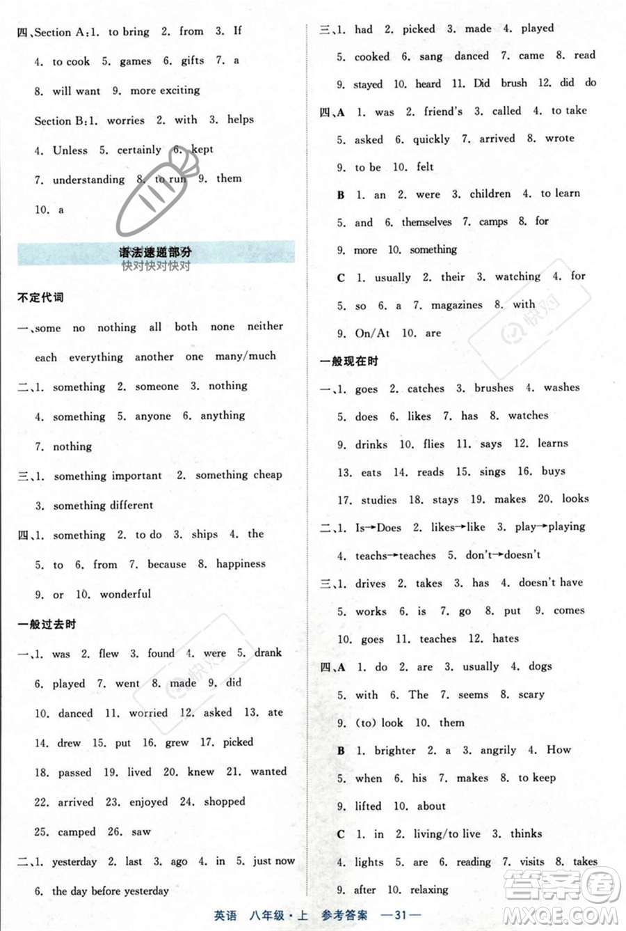 浙江工商大學(xué)出版社2023年秋精彩練習(xí)就練這一本八年級(jí)英語(yǔ)上冊(cè)通用版答案