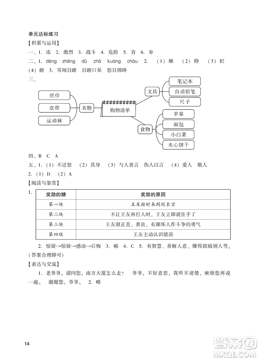 廣州出版社2023年秋陽光學(xué)業(yè)評價三年級語文上冊人教版答案