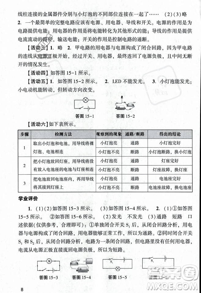 廣州出版社2023年秋陽(yáng)光學(xué)業(yè)評(píng)價(jià)九年級(jí)物理上冊(cè)人教版答案