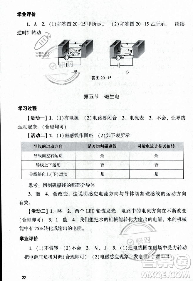 廣州出版社2023年秋陽(yáng)光學(xué)業(yè)評(píng)價(jià)九年級(jí)物理上冊(cè)人教版答案