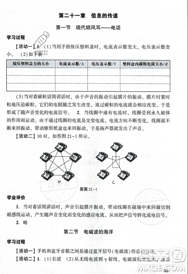 廣州出版社2023年秋陽(yáng)光學(xué)業(yè)評(píng)價(jià)九年級(jí)物理上冊(cè)人教版答案