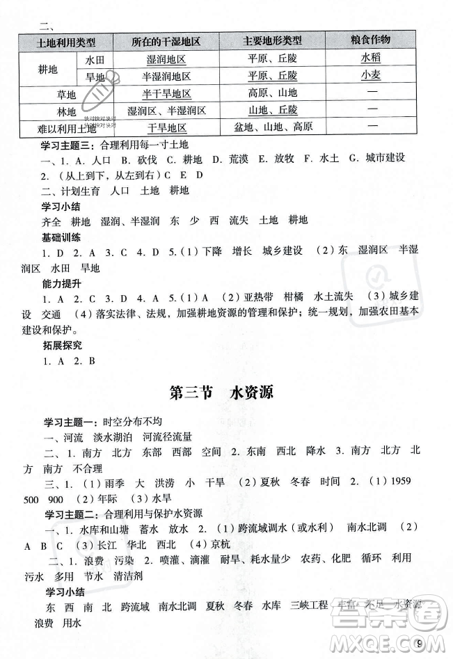 廣州出版社2023年秋陽(yáng)光學(xué)業(yè)評(píng)價(jià)八年級(jí)地理上冊(cè)人教版答案