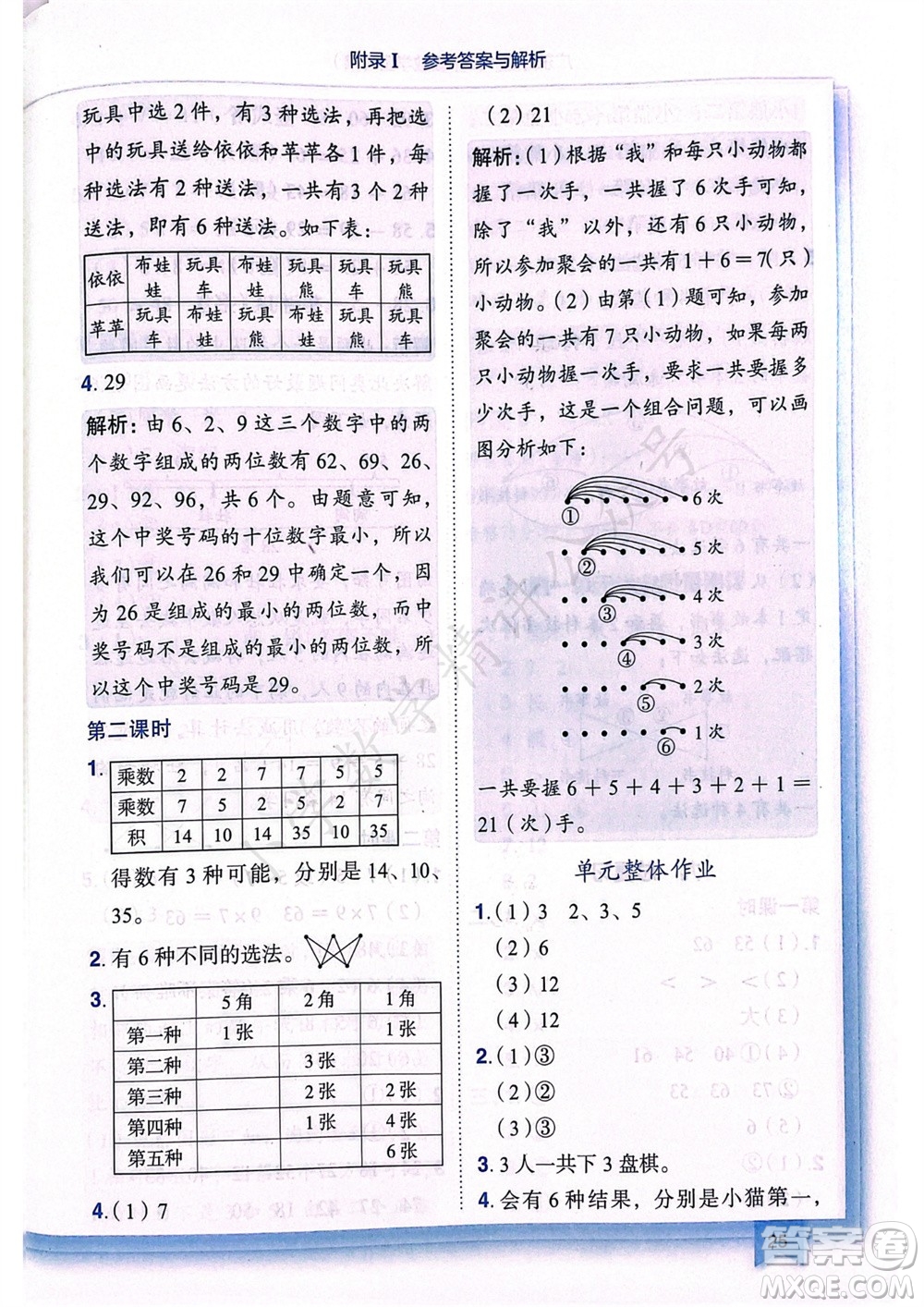 龍門書局2023年秋黃岡小狀元作業(yè)本二年級數(shù)學(xué)上冊人教版廣東專版參考答案