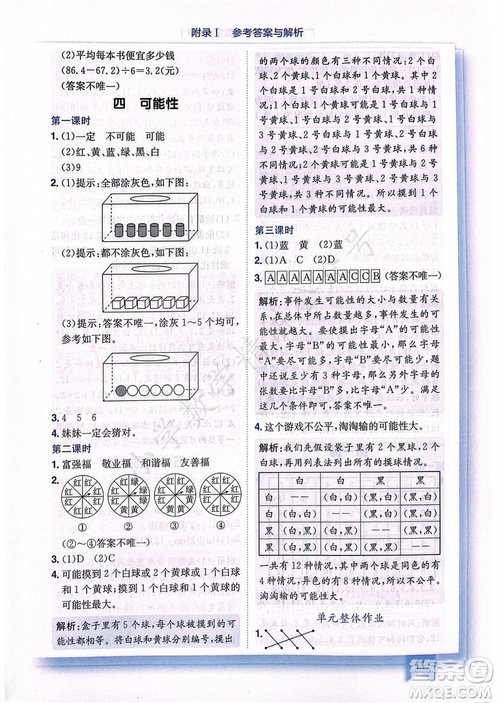 龍門書局2023年秋黃岡小狀元作業(yè)本五年級(jí)數(shù)學(xué)上冊(cè)人教版廣東專版參考答案