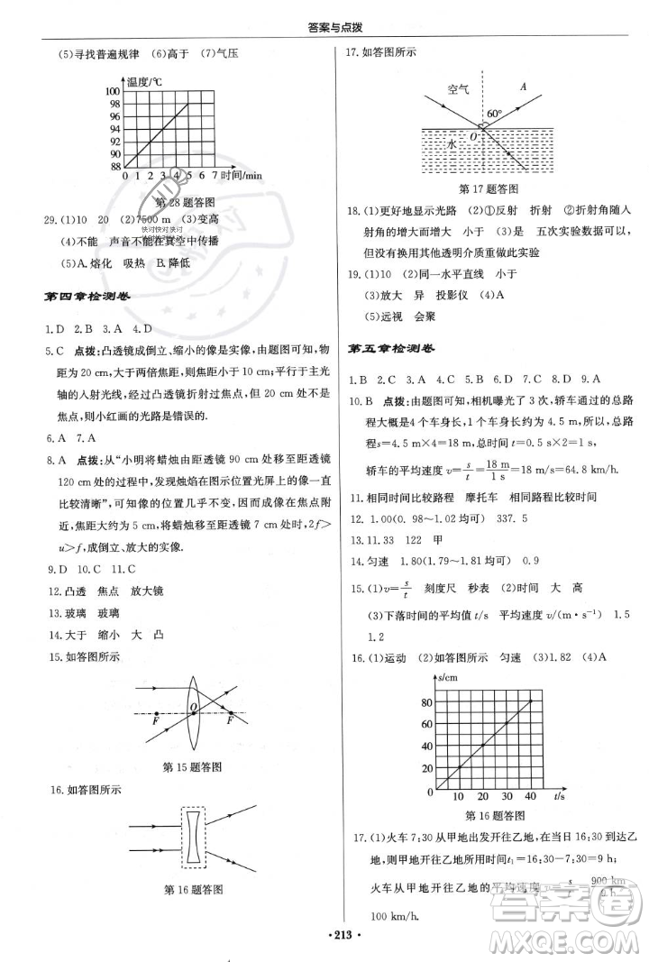 龍門書局2023年秋啟東中學(xué)作業(yè)本八年級物理上冊江蘇版答案