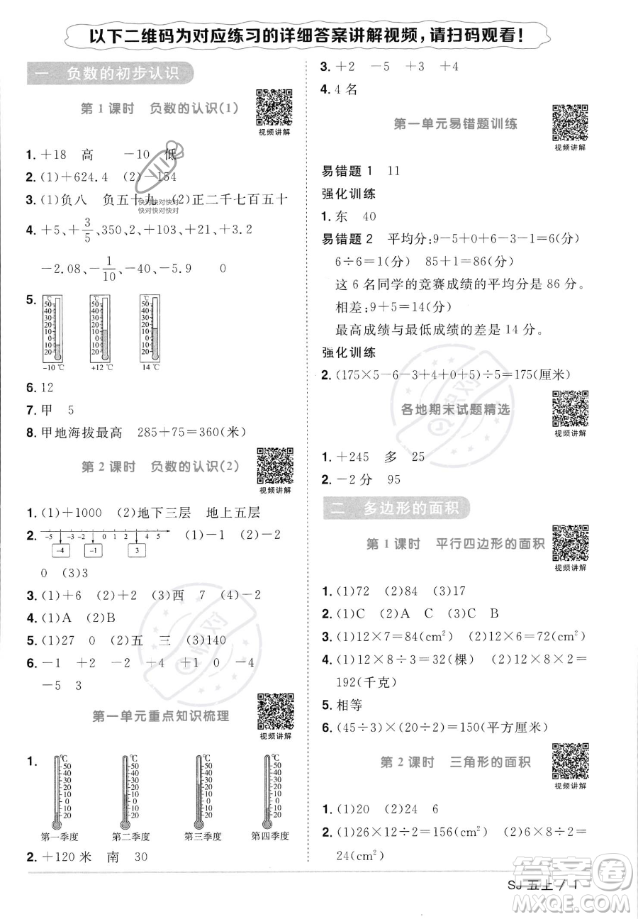 江西教育出版社2023年秋陽光同學(xué)課時(shí)優(yōu)化作業(yè)五年級(jí)數(shù)學(xué)上冊(cè)蘇教版答案