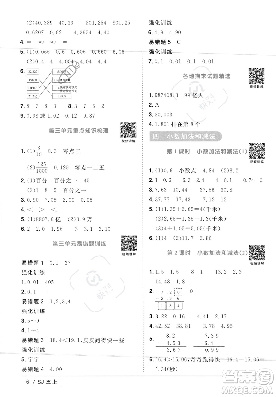 江西教育出版社2023年秋陽光同學(xué)課時(shí)優(yōu)化作業(yè)五年級(jí)數(shù)學(xué)上冊(cè)蘇教版答案