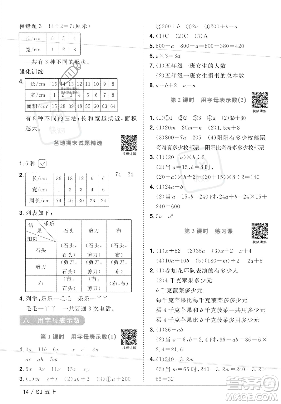 江西教育出版社2023年秋陽光同學(xué)課時(shí)優(yōu)化作業(yè)五年級(jí)數(shù)學(xué)上冊(cè)蘇教版答案