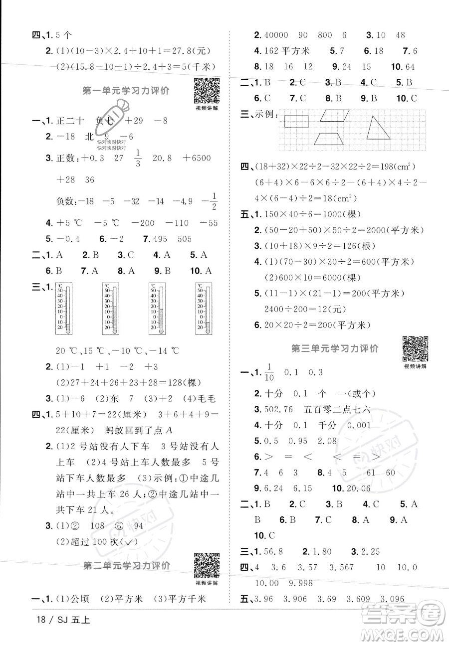 江西教育出版社2023年秋陽光同學(xué)課時(shí)優(yōu)化作業(yè)五年級(jí)數(shù)學(xué)上冊(cè)蘇教版答案