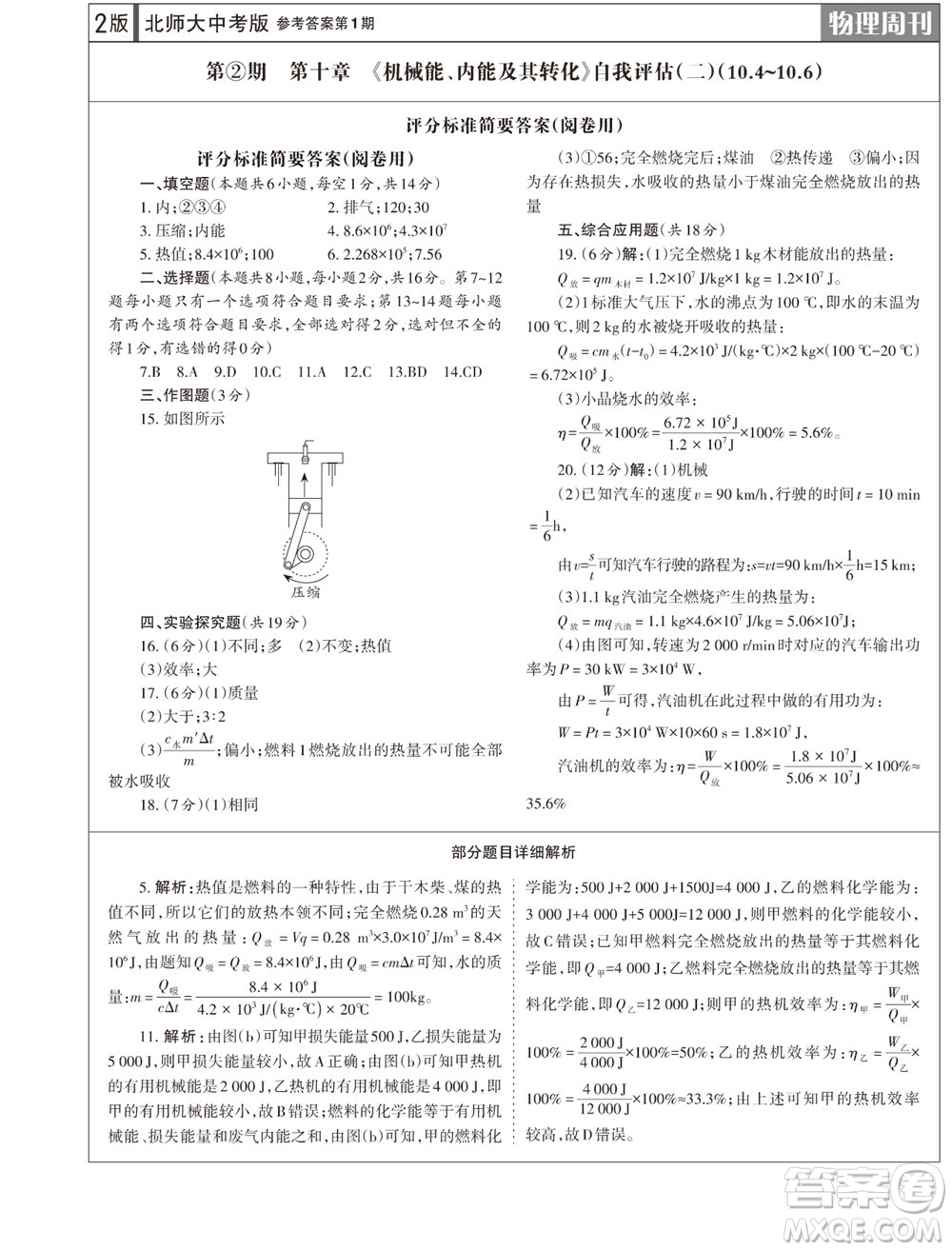 2023年秋學(xué)習(xí)方法報(bào)物理周刊九年級(jí)上冊(cè)北師大版中考專(zhuān)版第1期參考答案