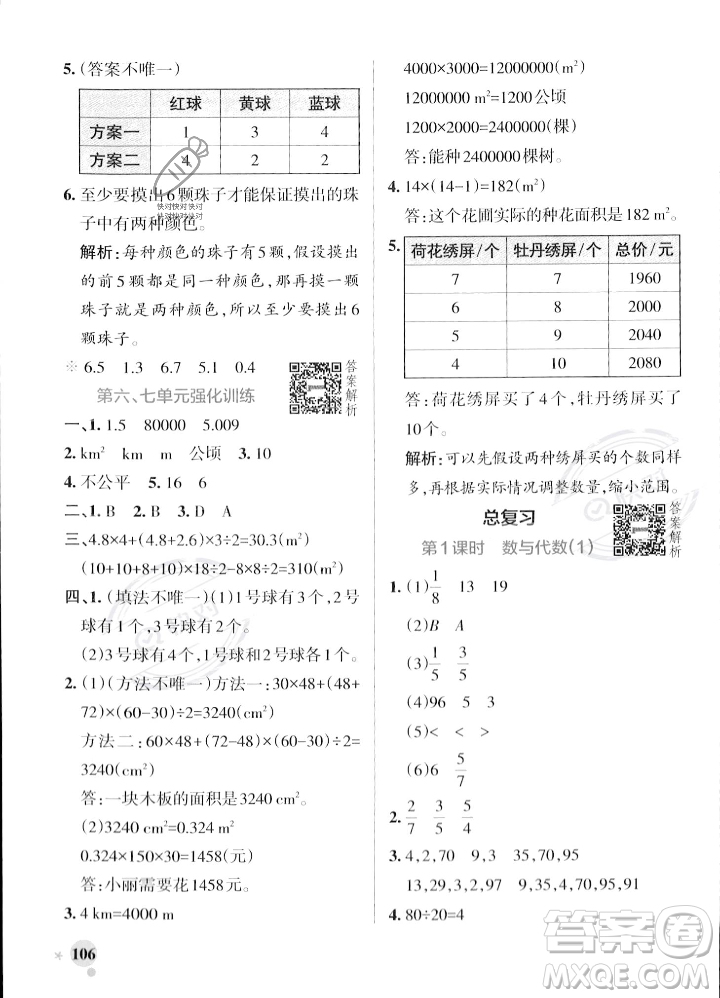 遼寧教育出版社2023年秋PASS小學學霸作業(yè)本五年級數(shù)學上冊北師大版答案