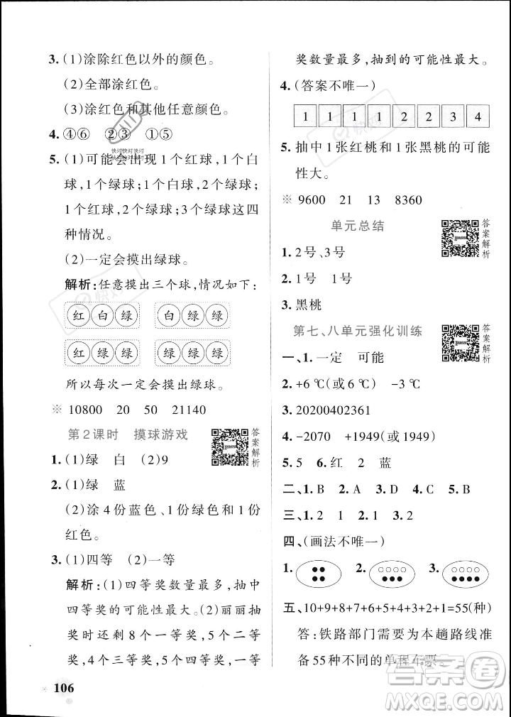 遼寧教育出版社2023年秋PASS小學(xué)學(xué)霸作業(yè)本四年級(jí)數(shù)學(xué)上冊(cè)北師大版答案