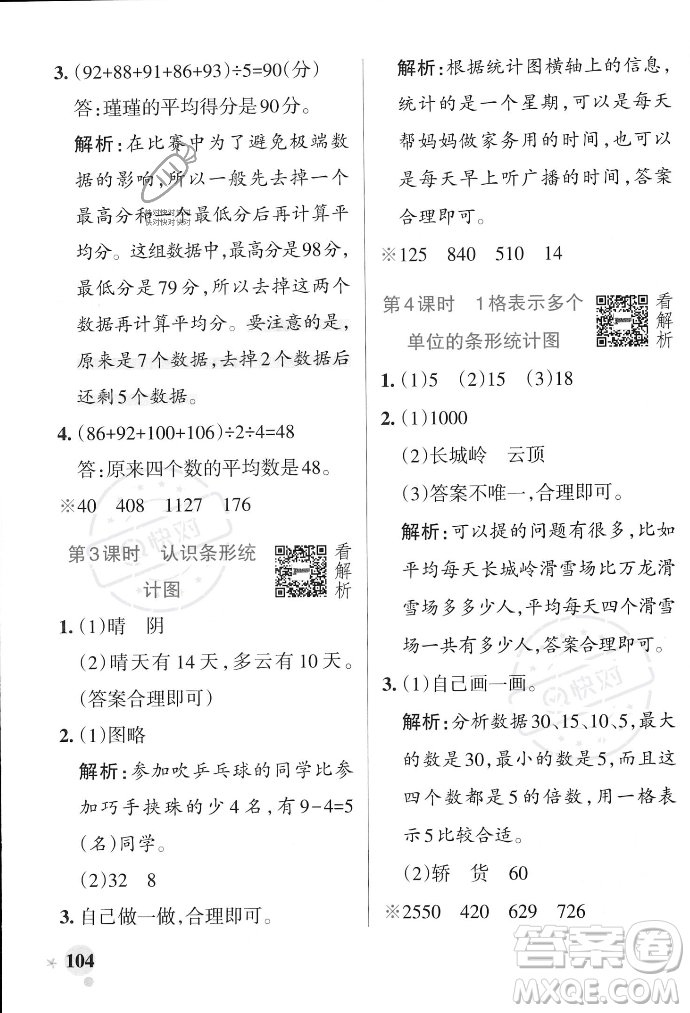 遼寧教育出版社2023年秋PASS小學(xué)學(xué)霸作業(yè)本四年級(jí)數(shù)學(xué)上冊(cè)冀教版答案