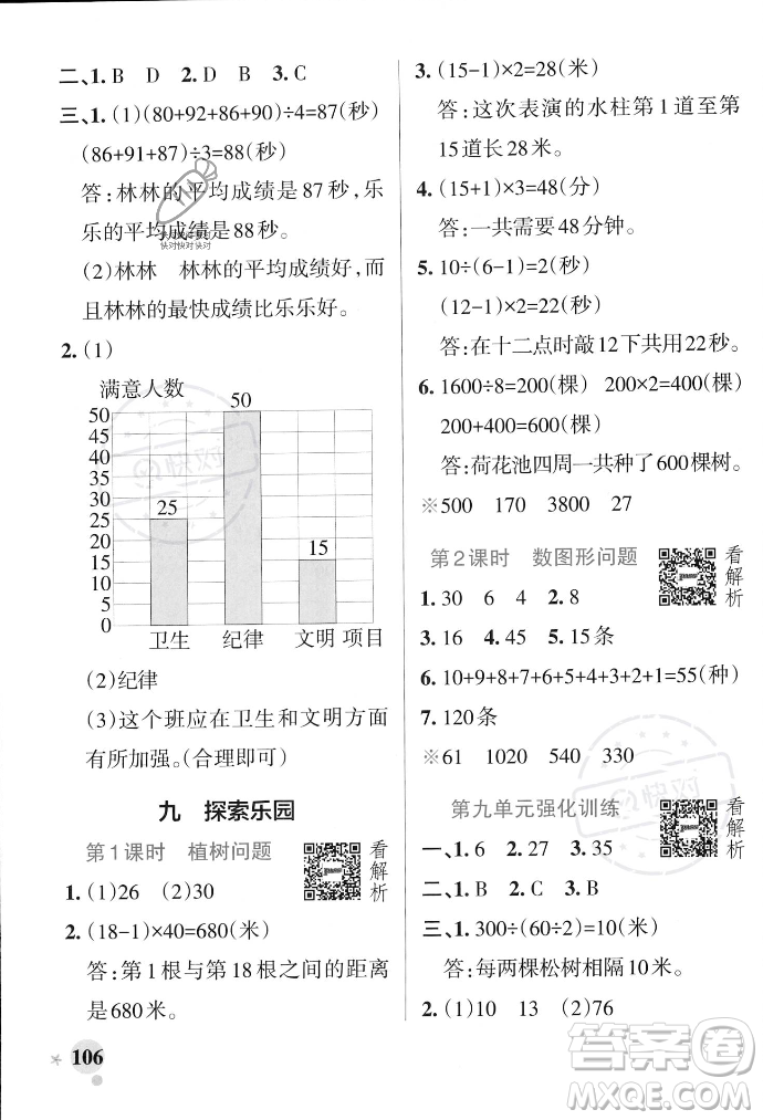 遼寧教育出版社2023年秋PASS小學(xué)學(xué)霸作業(yè)本四年級(jí)數(shù)學(xué)上冊(cè)冀教版答案