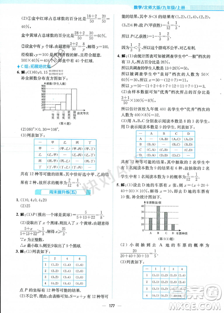 安徽教育出版社2023年秋新編基礎(chǔ)訓(xùn)練九年級(jí)數(shù)學(xué)上冊(cè)北師大版答案