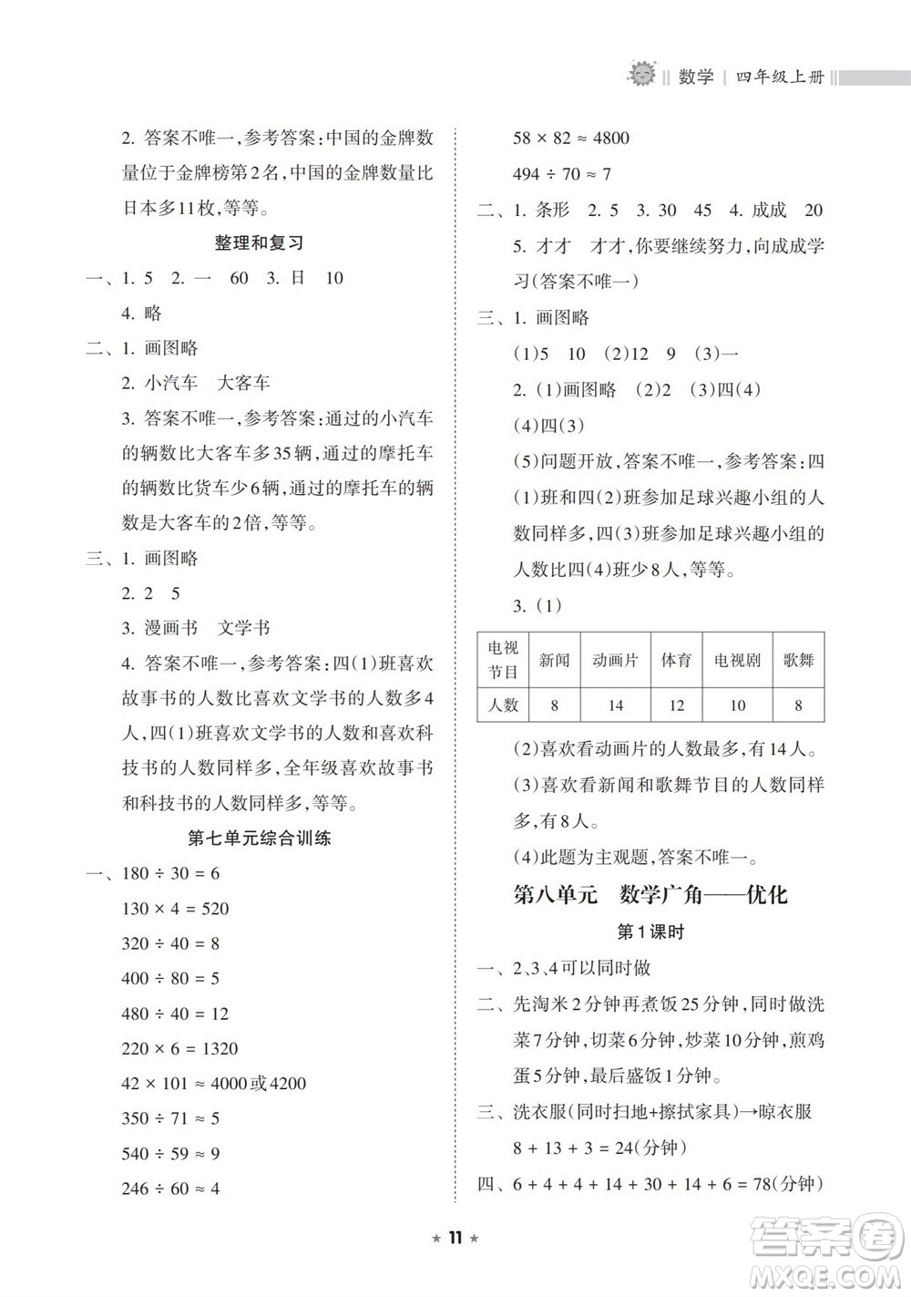 海南出版社2023年秋新課程課堂同步練習(xí)冊四年級數(shù)學(xué)上冊人教版參考答案