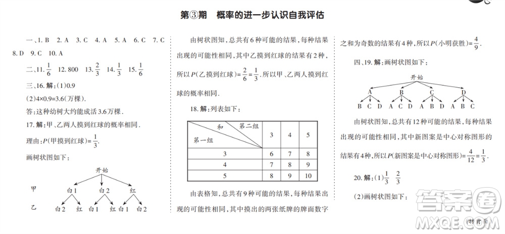 學(xué)習(xí)方法報(bào)2023-2024學(xué)年九年級數(shù)學(xué)上冊北師大廣東版①-③期小報(bào)參考答案