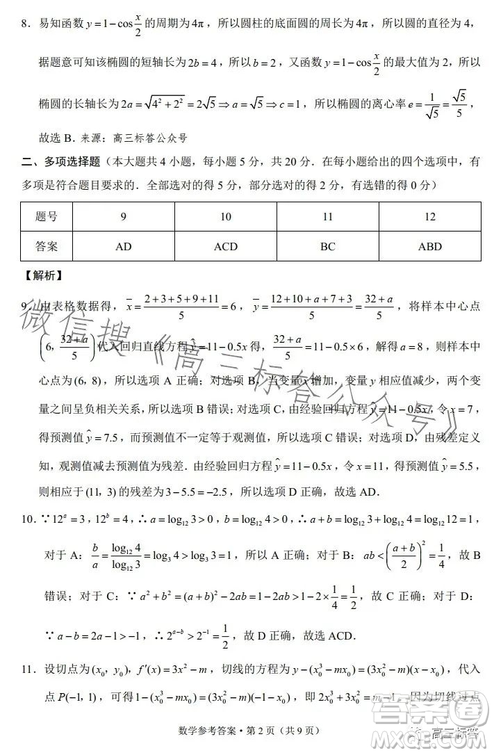 大理市轄區(qū)2024屆高中畢業(yè)生區(qū)域性規(guī)模化統(tǒng)一檢測數(shù)學(xué)試卷答案