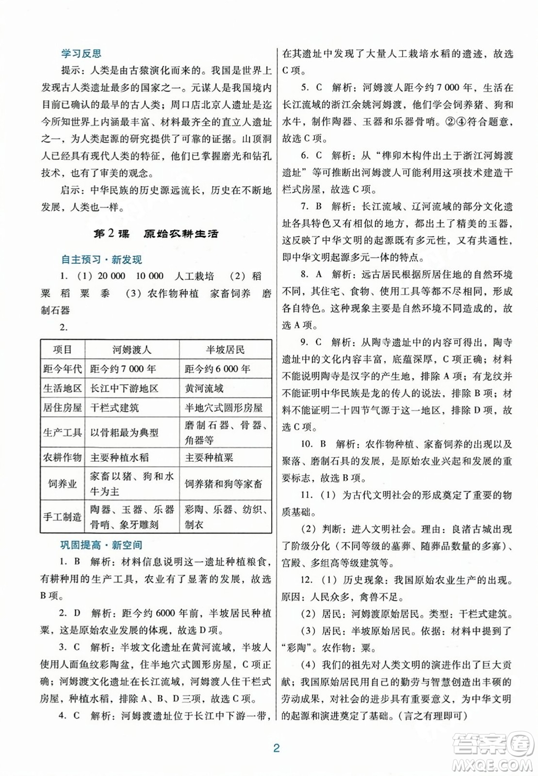 廣東教育出版社2023年秋南方新課堂金牌學(xué)案七年級歷史上冊人教版答案