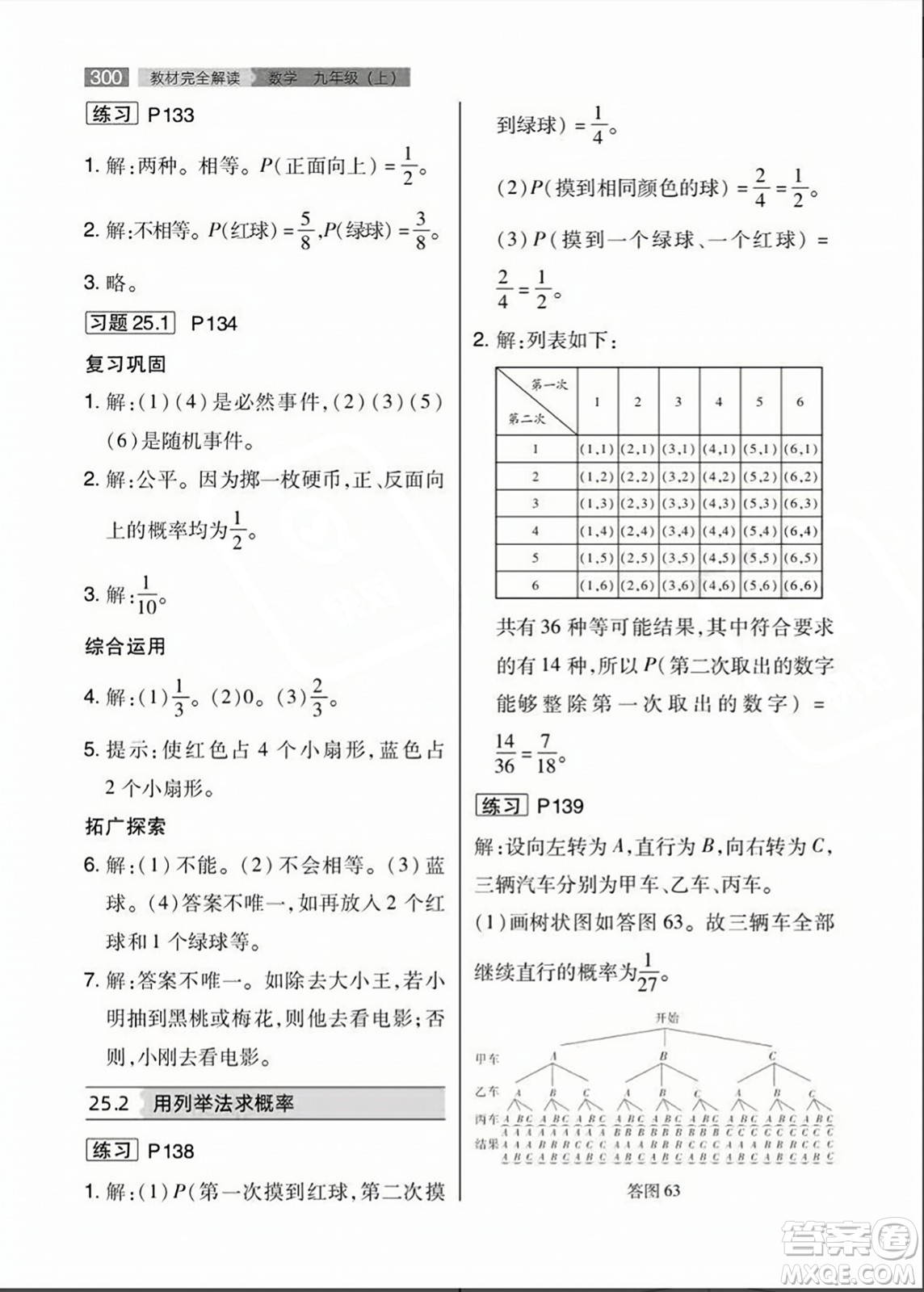 人民教育出版社2023年秋課本教材九年級數(shù)學(xué)上冊人教版答案