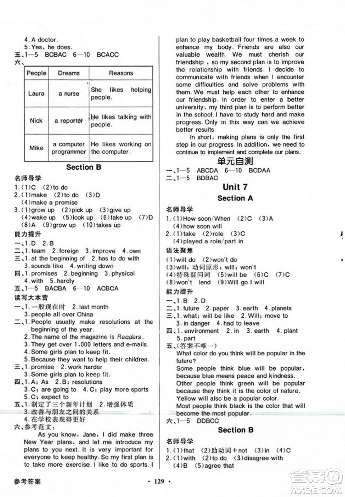 人民教育出版社2023年秋同步導學與優(yōu)化訓練八年級英語上冊人教版答案