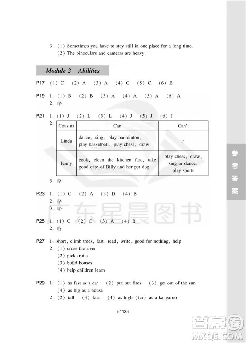 華南理工大學(xué)出版社2023年秋新編小學(xué)英語(yǔ)拓展讀與寫(xiě)五年級(jí)上冊(cè)教科版廣州專(zhuān)版參考答案