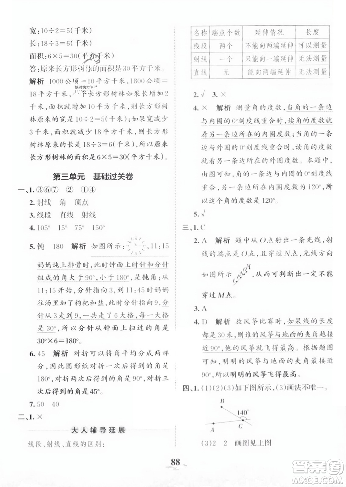 江西人民出版社2023年秋王朝霞培優(yōu)100分四年級(jí)數(shù)學(xué)上冊人教版答案