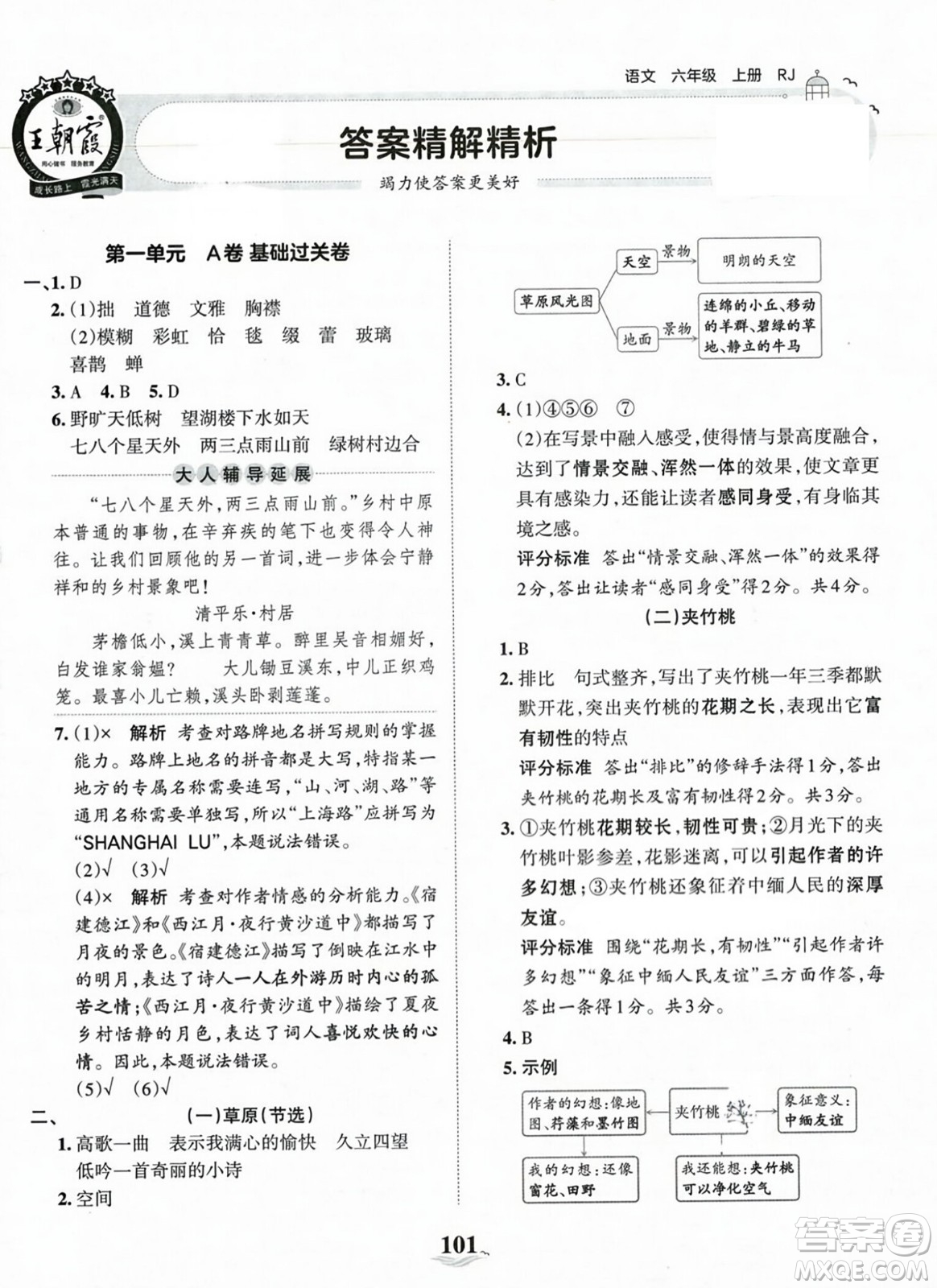 江西人民出版社2023年秋王朝霞培優(yōu)100分六年級(jí)語(yǔ)文上冊(cè)人教版答案