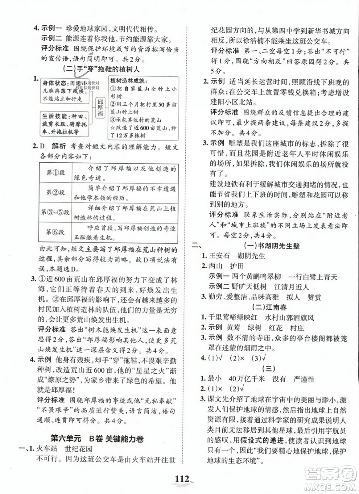 江西人民出版社2023年秋王朝霞培優(yōu)100分六年級(jí)語(yǔ)文上冊(cè)人教版答案