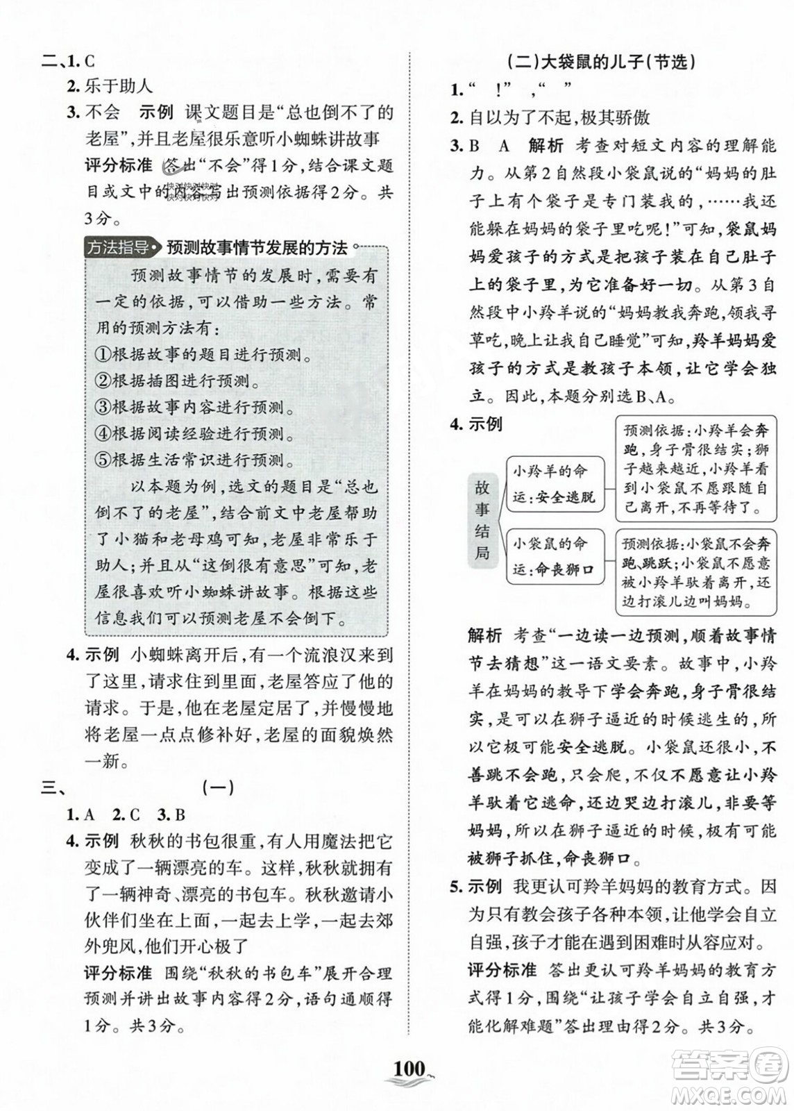 江西人民出版社2023年秋王朝霞培優(yōu)100分三年級語文上冊人教版答案