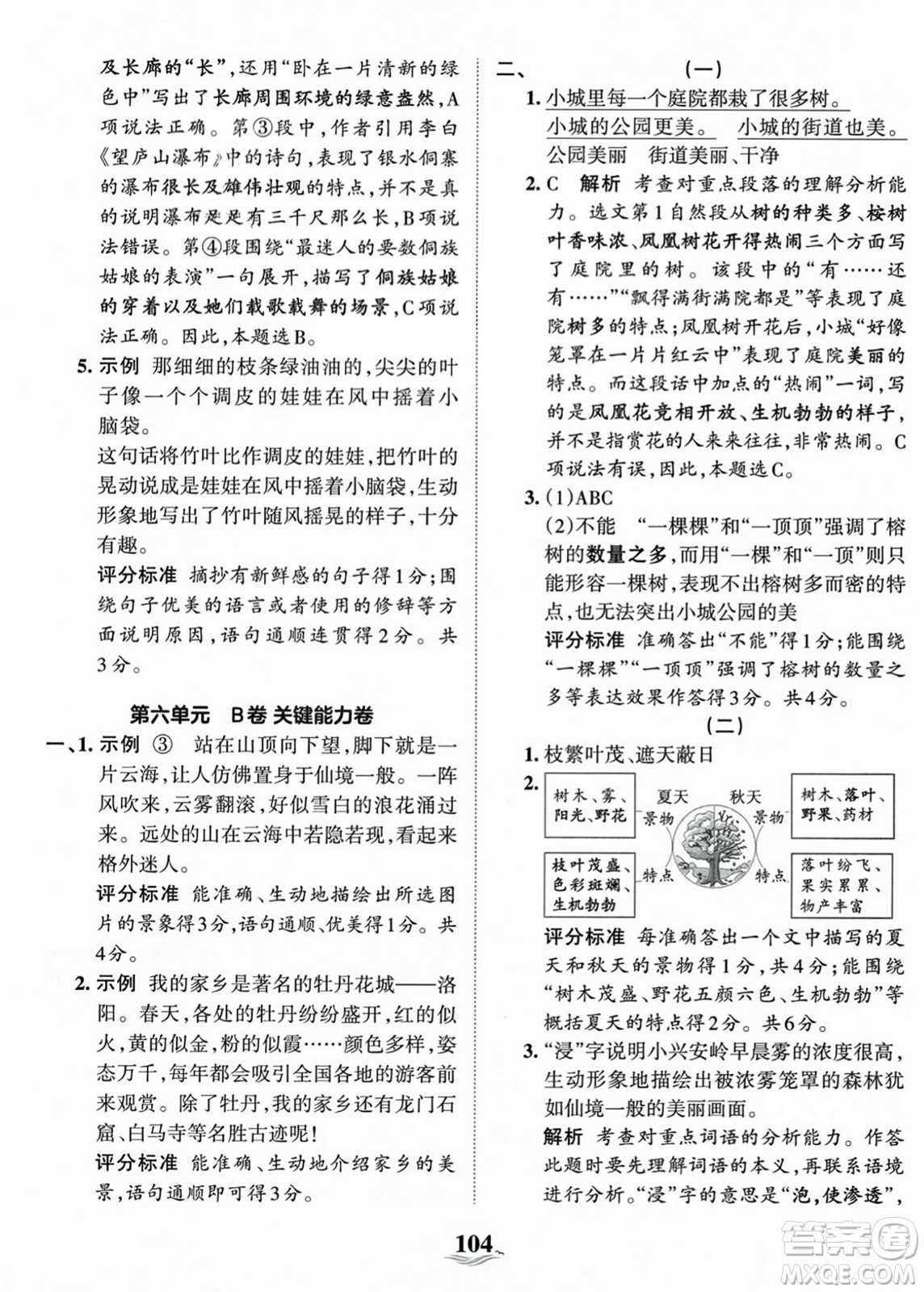 江西人民出版社2023年秋王朝霞培優(yōu)100分三年級語文上冊人教版答案