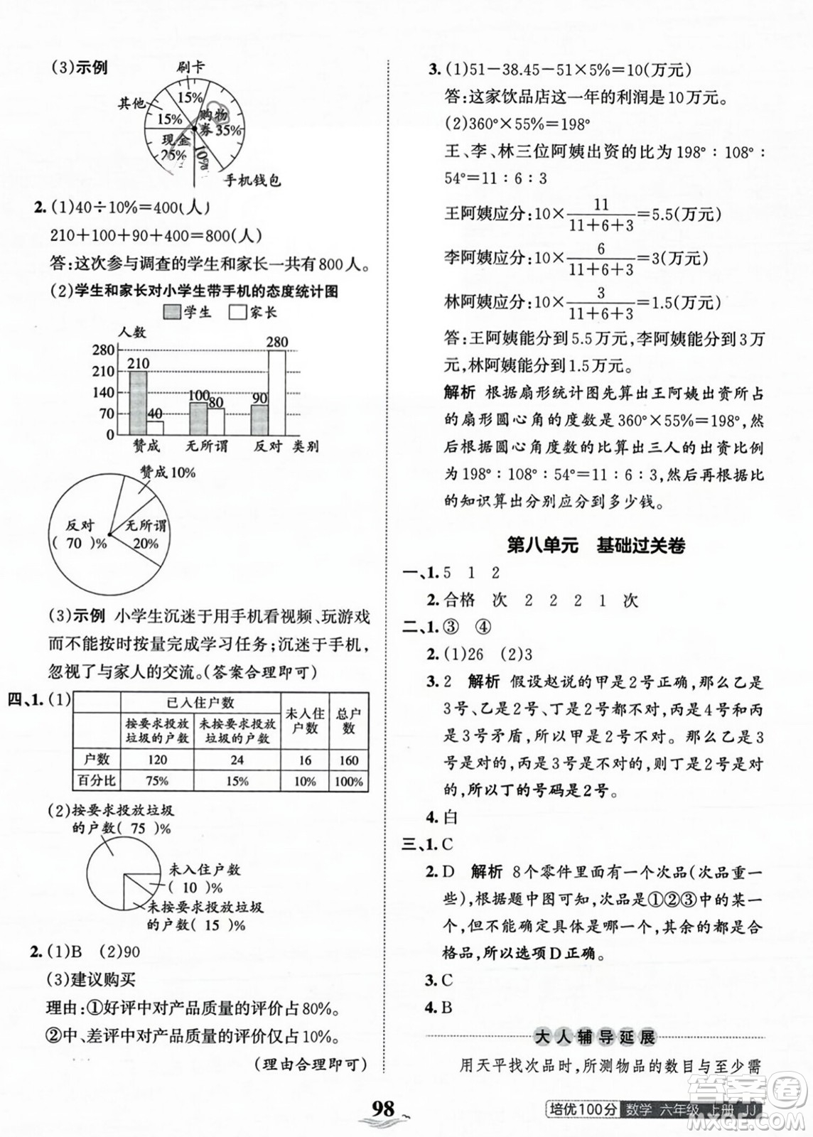 江西人民出版社2023年秋王朝霞培優(yōu)100分六年級(jí)數(shù)學(xué)上冊(cè)冀教版答案