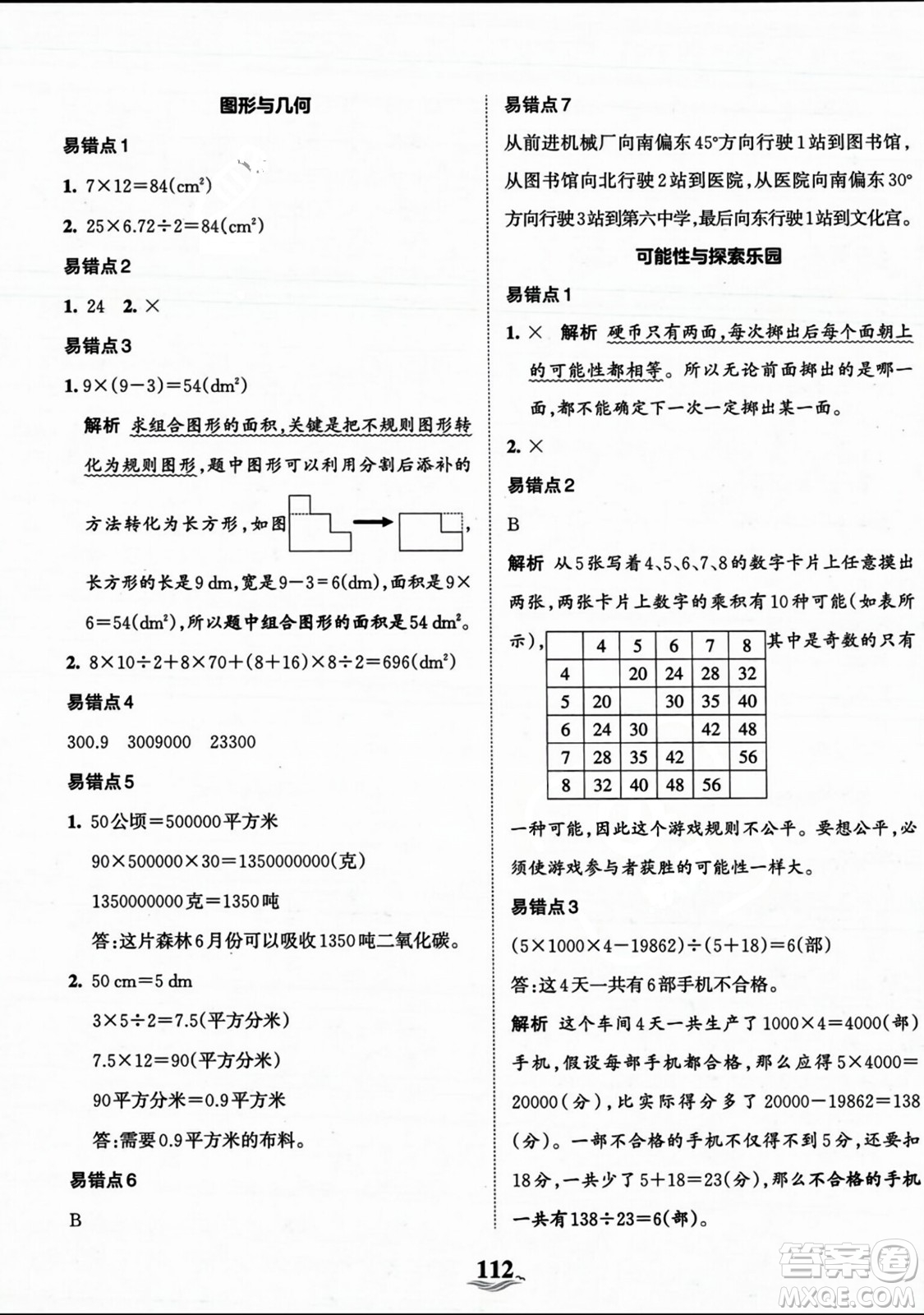 江西人民出版社2023年秋王朝霞培優(yōu)100分五年級(jí)數(shù)學(xué)上冊(cè)冀教版答案