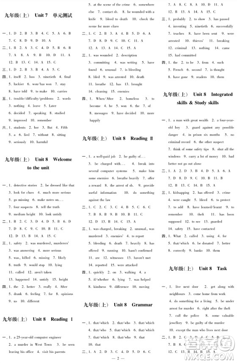 2023年秋時(shí)代學(xué)習(xí)報(bào)自主學(xué)習(xí)與探究九年級(jí)英語(yǔ)上冊(cè)第4期參考答案