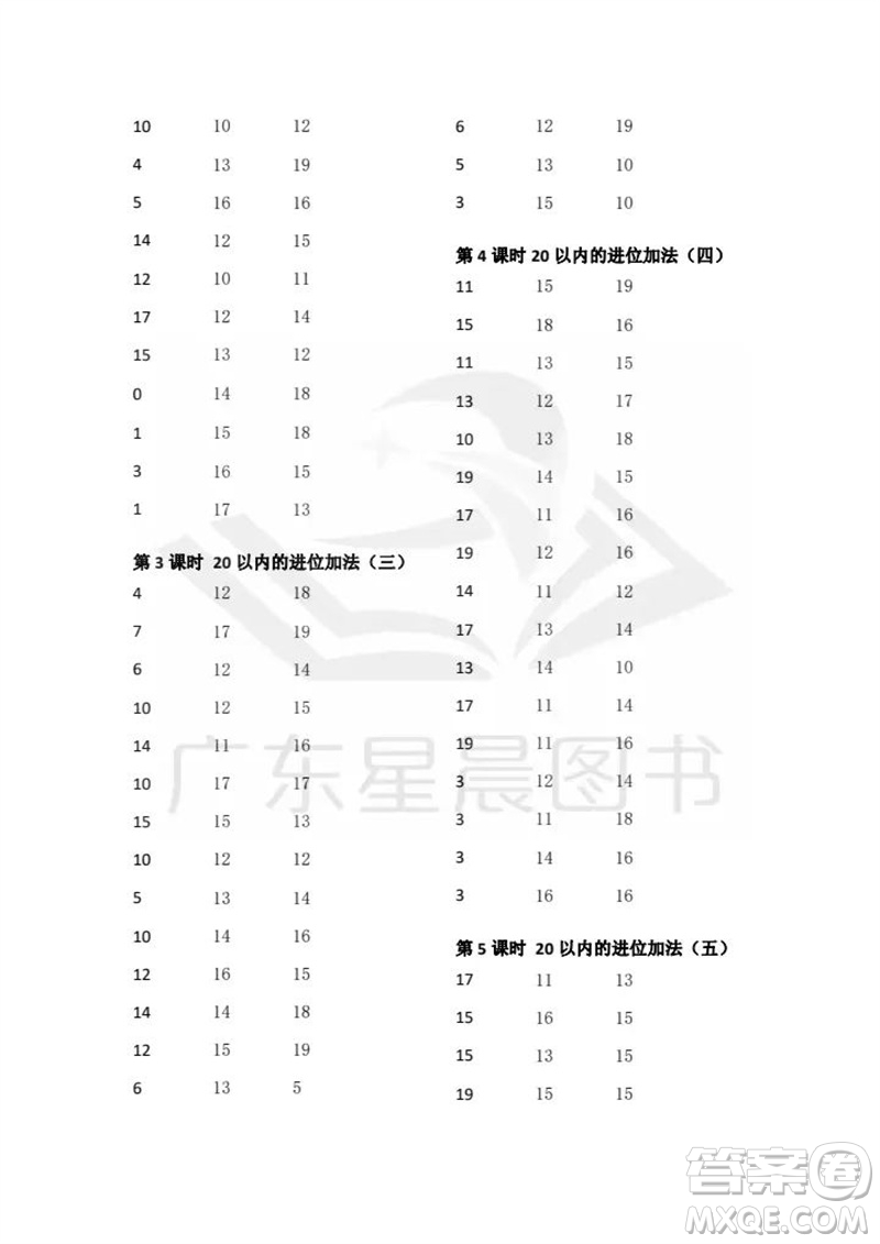 吉林出版集團股份有限公司2023年秋小學(xué)數(shù)學(xué)口算速算心算一年級上冊人教版參考答案