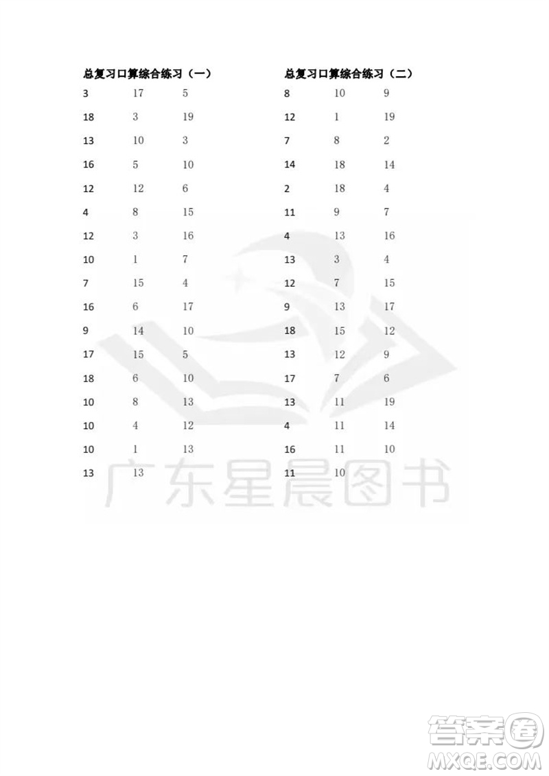 吉林出版集團股份有限公司2023年秋小學(xué)數(shù)學(xué)口算速算心算一年級上冊人教版參考答案