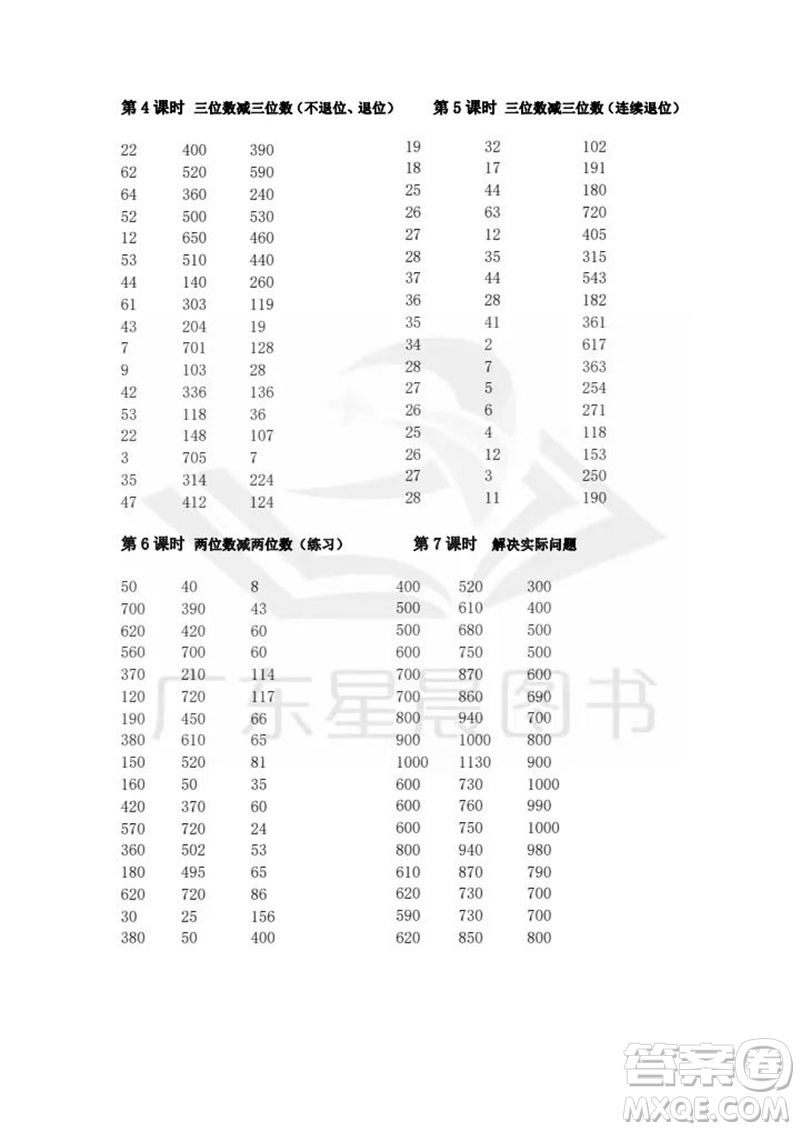 吉林出版集團股份有限公司2023年秋小學(xué)數(shù)學(xué)口算速算心算三年級上冊人教版參考答案