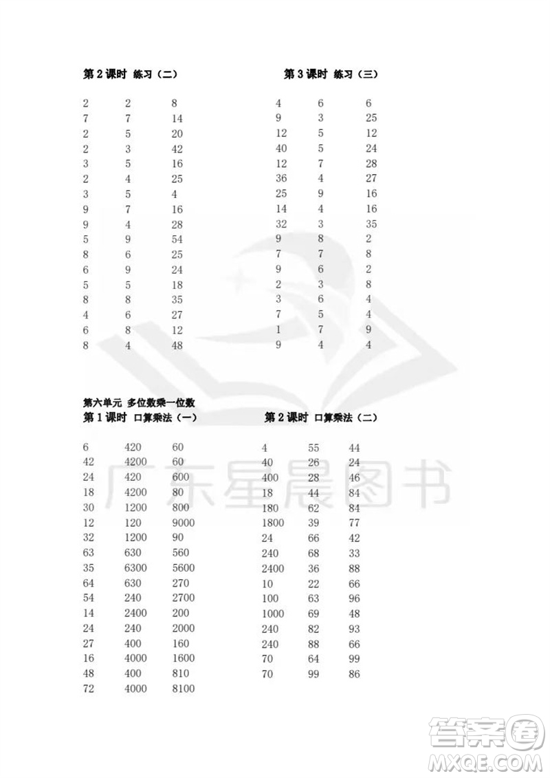 吉林出版集團股份有限公司2023年秋小學(xué)數(shù)學(xué)口算速算心算三年級上冊人教版參考答案