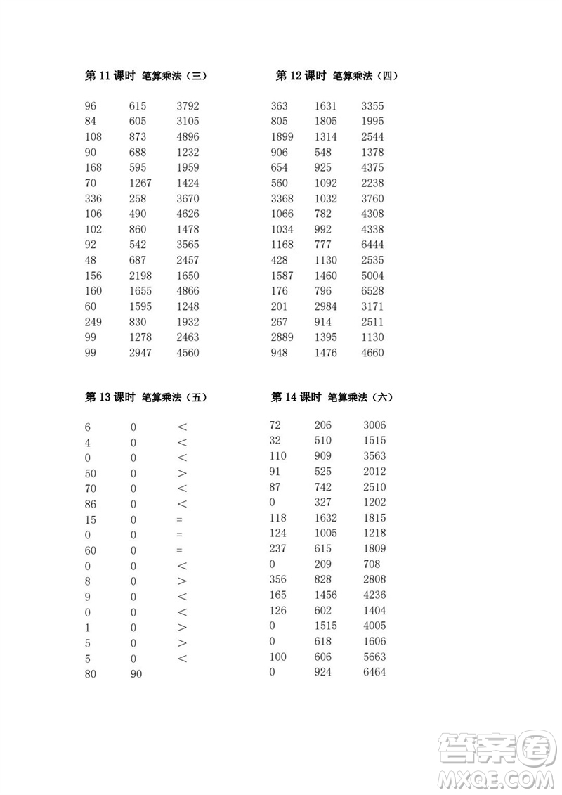 吉林出版集團股份有限公司2023年秋小學(xué)數(shù)學(xué)口算速算心算三年級上冊人教版參考答案