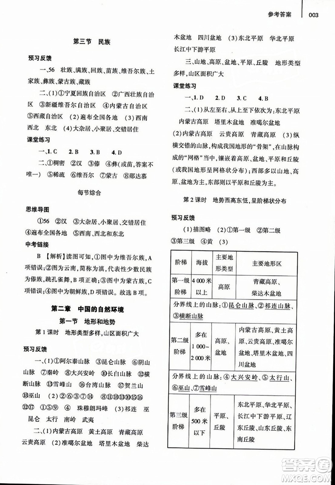 大象出版社2023年秋基礎(chǔ)訓(xùn)練八年級地理上冊人教版答案