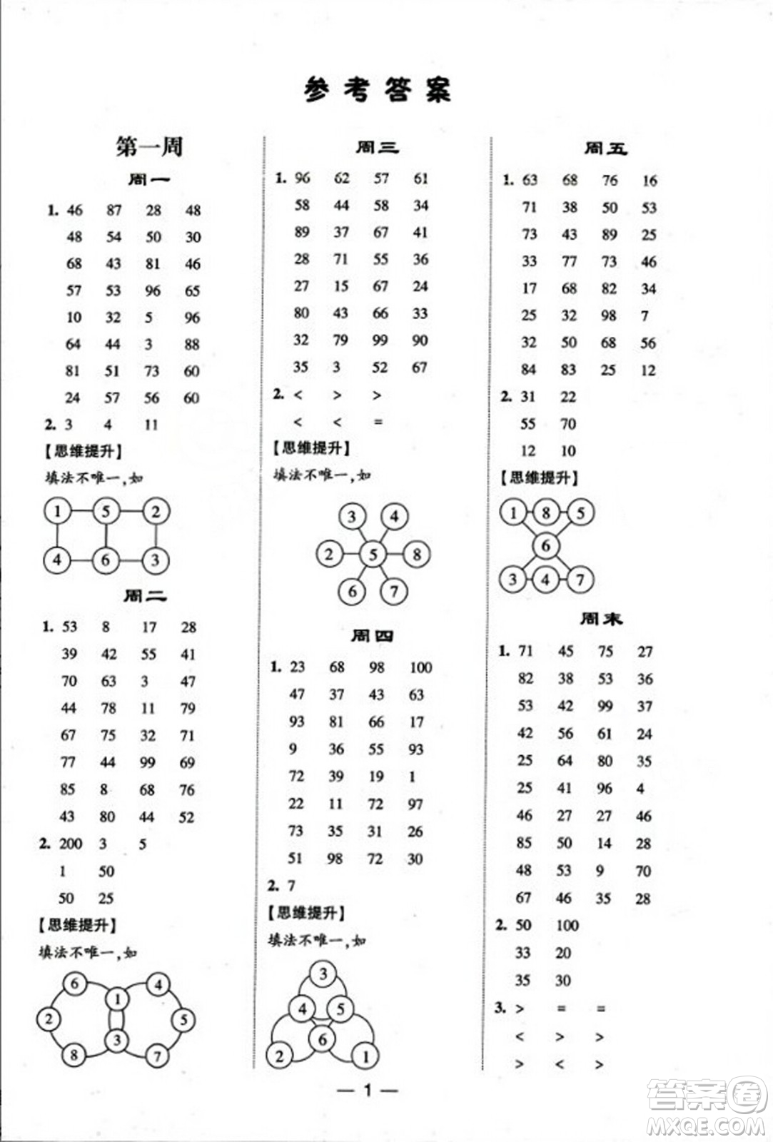 河海大學(xué)出版社2023年秋學(xué)霸計(jì)算達(dá)人二年級(jí)數(shù)學(xué)上冊(cè)人教版答案