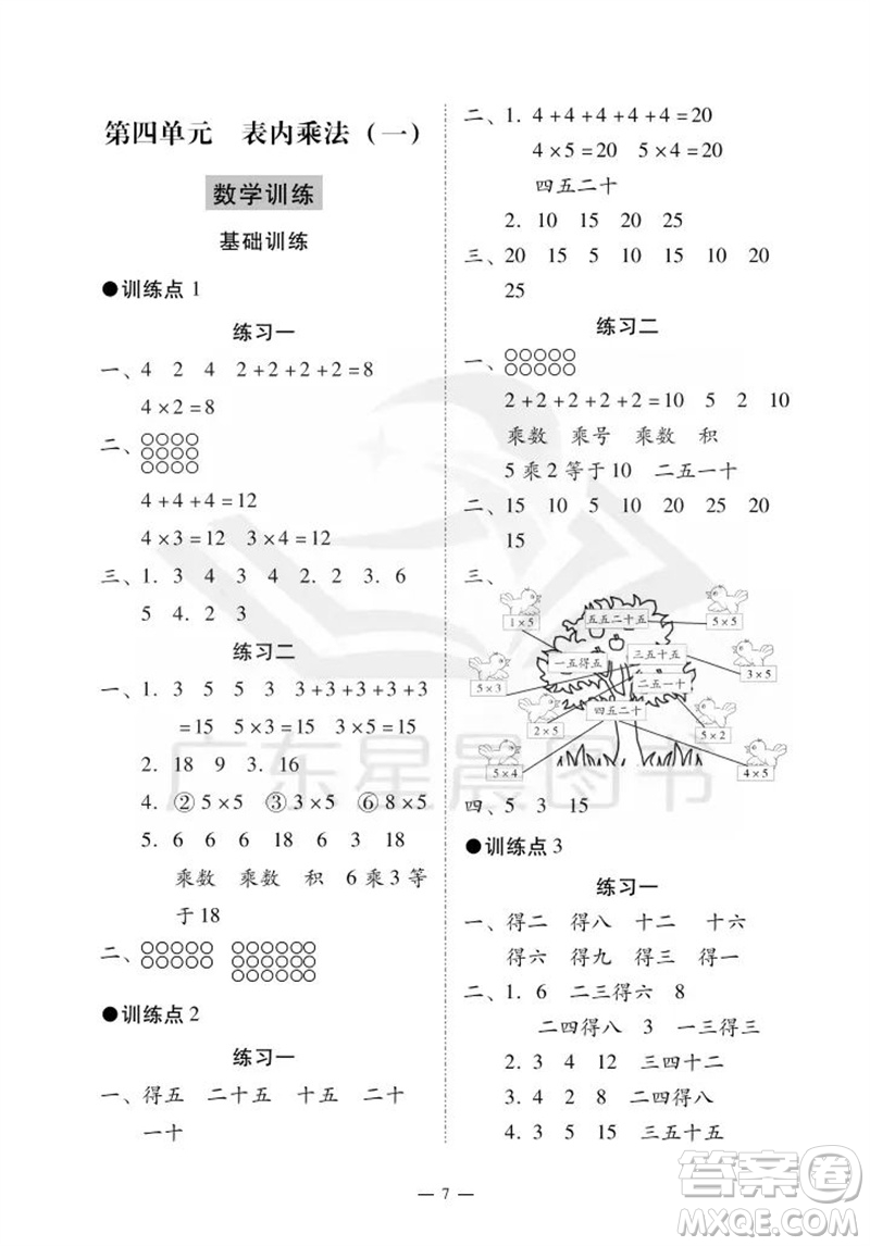 廣州出版社2023年秋小學(xué)數(shù)學(xué)目標(biāo)實(shí)施手冊(cè)二年級(jí)上冊(cè)人教版廣州專版參考答案