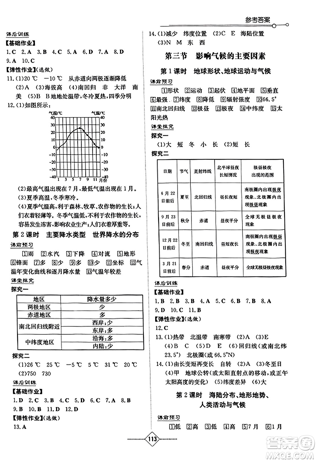 湖南教育出版社2023年秋初中同步練習(xí)冊七年級地理上冊湘教版答案