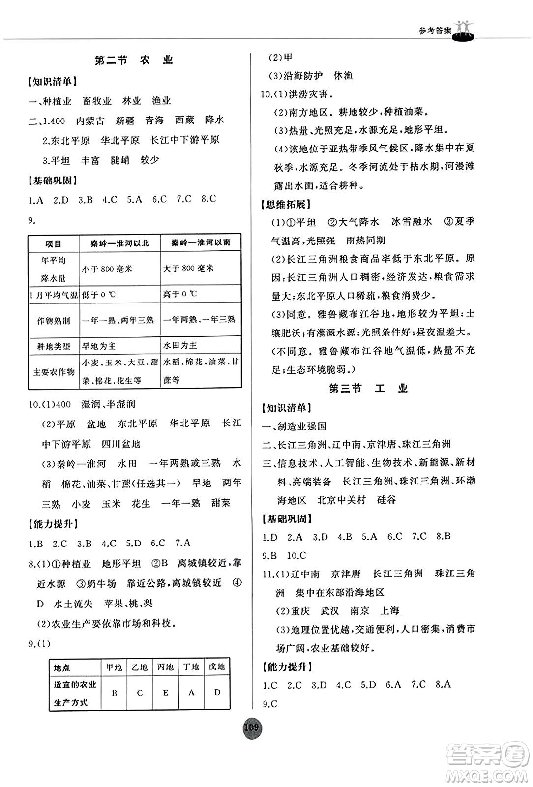 山東友誼出版社2023年秋初中同步練習冊八年級地理上冊人教版山東專版答案