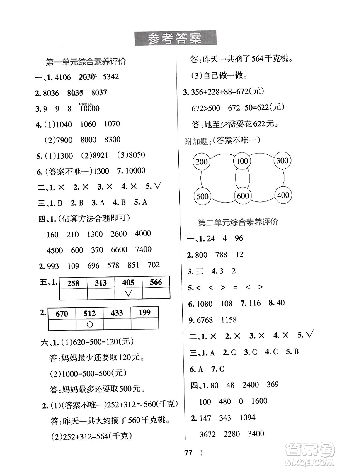 陜西師范大學(xué)出版總社2023年秋PASS小學(xué)學(xué)霸沖A卷三年級(jí)數(shù)學(xué)上冊(cè)冀教版答案