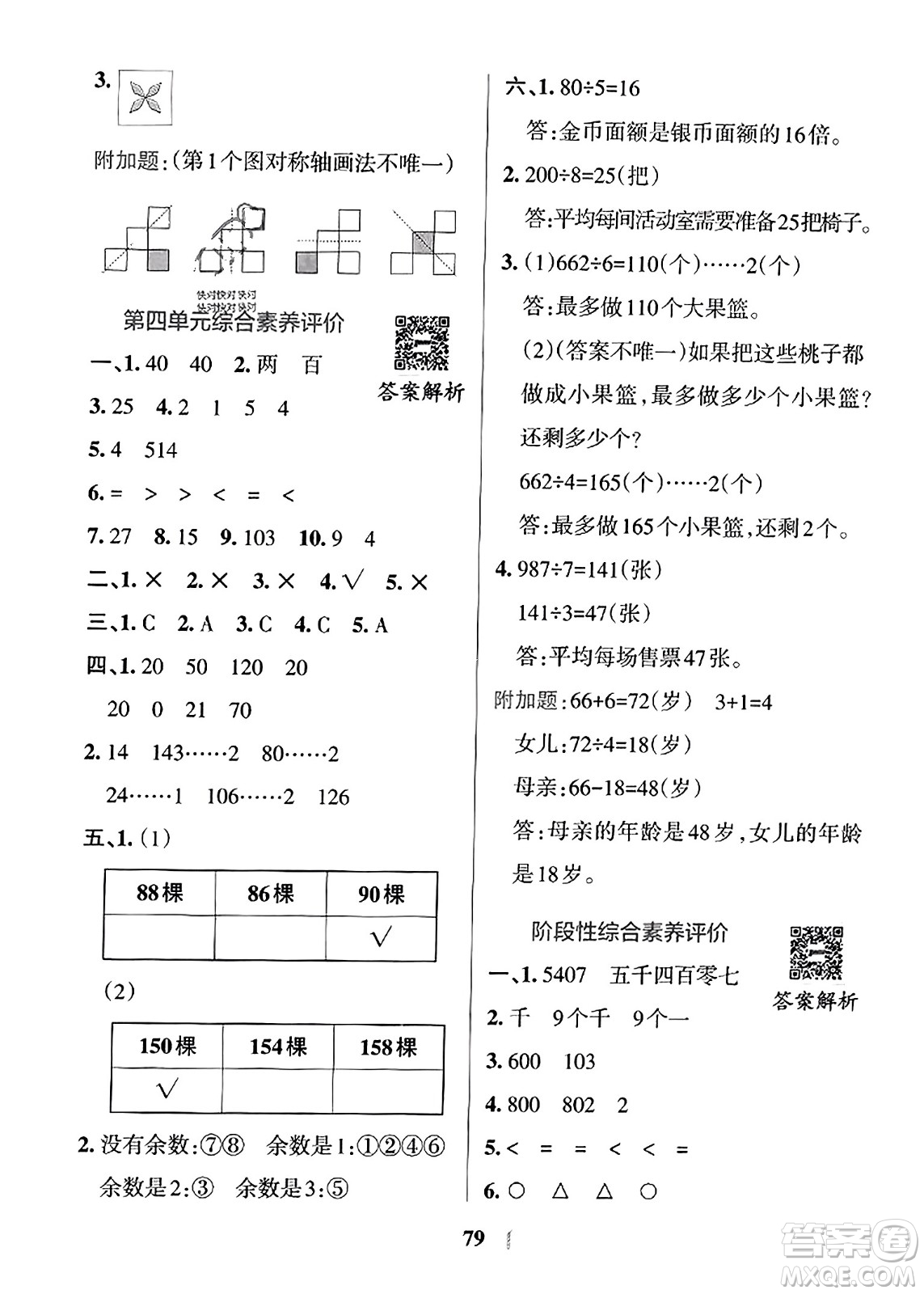 陜西師范大學(xué)出版總社2023年秋PASS小學(xué)學(xué)霸沖A卷三年級(jí)數(shù)學(xué)上冊(cè)冀教版答案