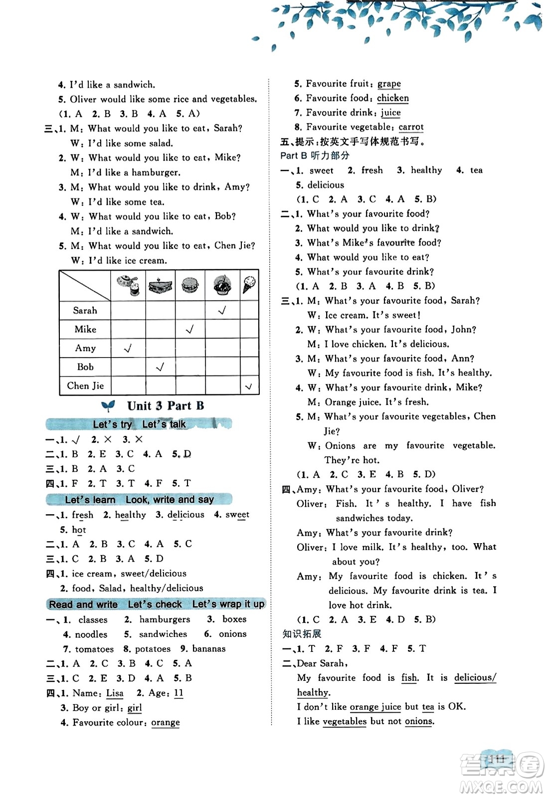 廣西教育出版社2023年秋新課程學(xué)習(xí)與測評同步學(xué)習(xí)五年級英語上冊人教版答案