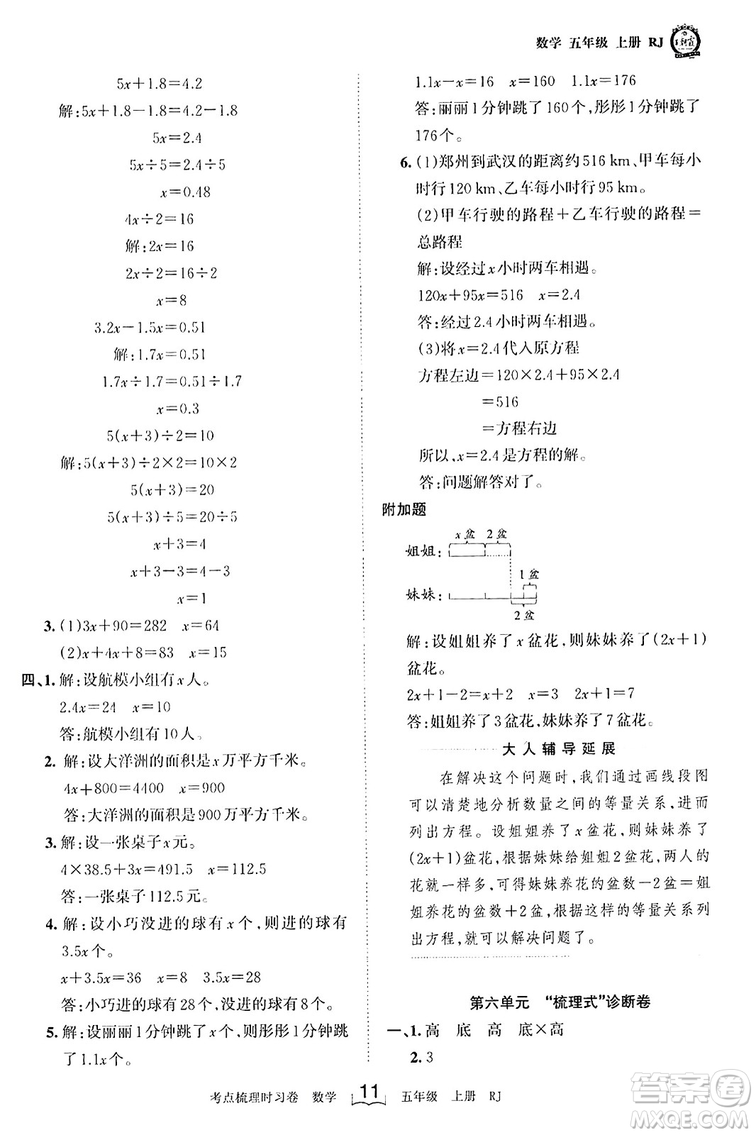 江西人民出版社2023年秋王朝霞考點(diǎn)梳理時習(xí)卷五年級數(shù)學(xué)上冊人教版答案