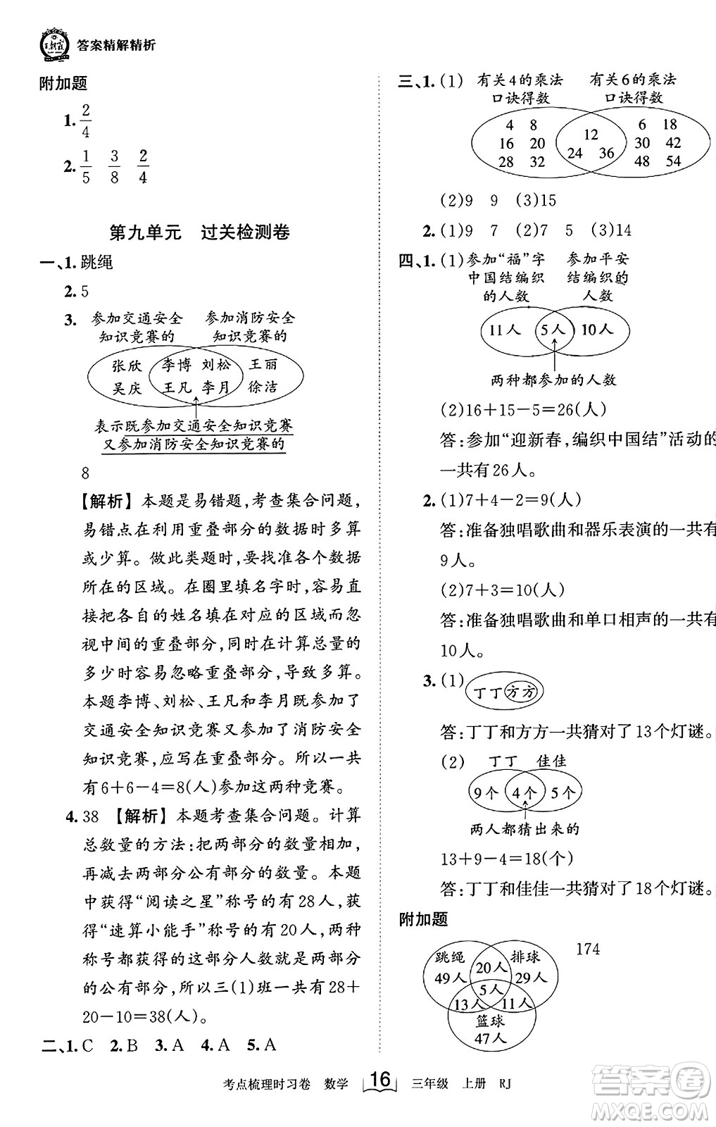 江西人民出版社2023年秋王朝霞考點(diǎn)梳理時(shí)習(xí)卷三年級(jí)數(shù)學(xué)上冊(cè)人教版答案